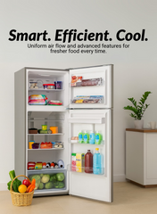 Lloyd 415 L Top Mount Refrigerator, Model GOFF444HWST1HC – Energy-Efficient Inverter Compressor, No-Frost Cooling Technology, Premium Inox Finish, Multi-Air Flow System, Adjustable Glass Shelves, LED Interior Lighting