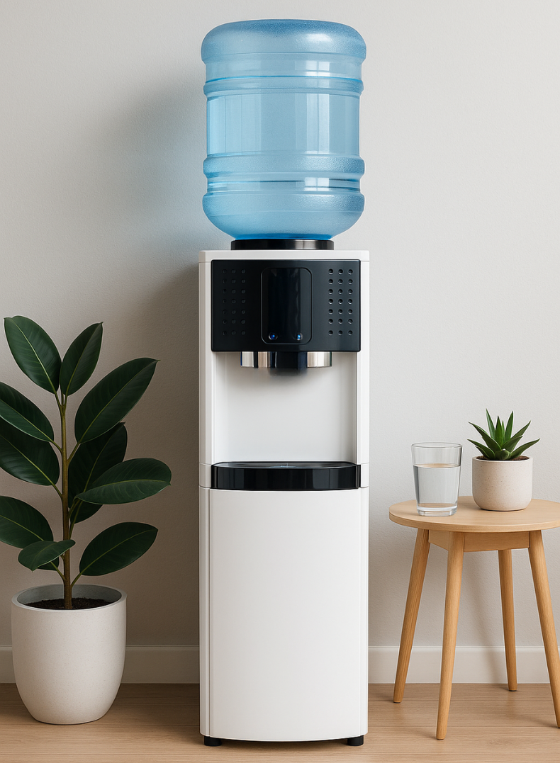 VENUS VWD5FS Top Load Water Dispenser | Touch-Free Sensor, Single Spout, Rust-Free Stainless Steel Tank, Anadon Compressor, White & Black Finish-One Year Warranty.