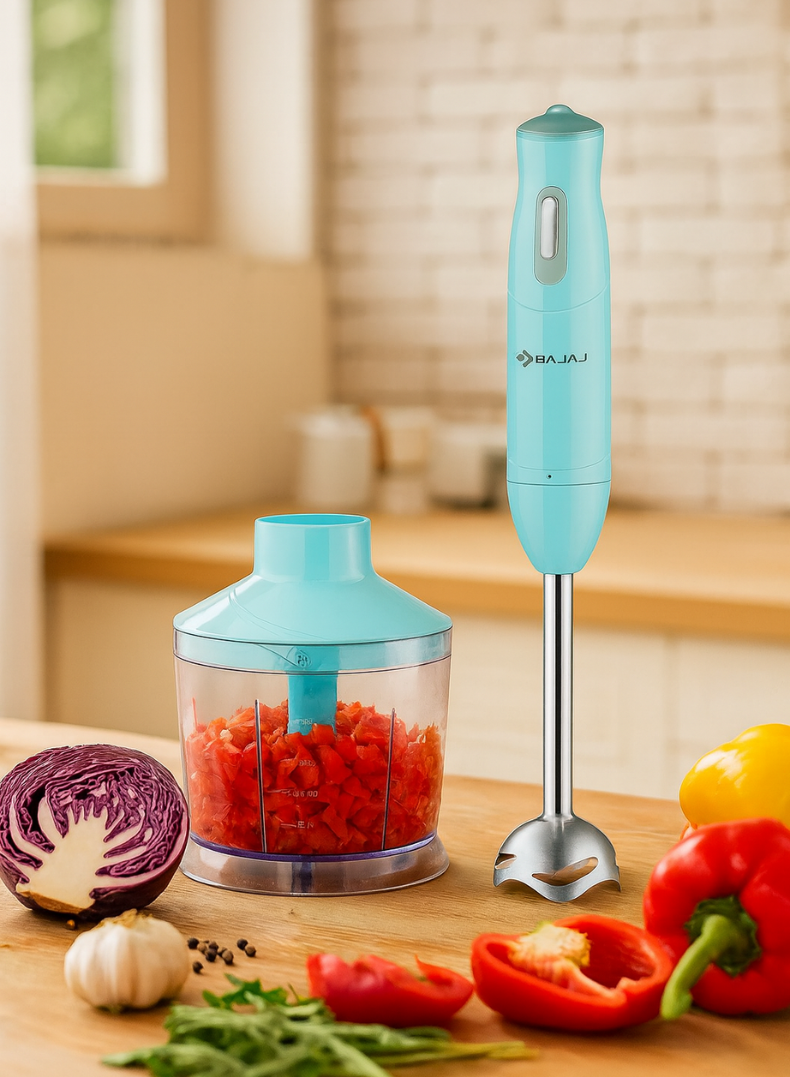Bajaj HB 22 Hand Blender, 300W Powerful Motor, Stainless Steel Blade, Easy Grip Handle, Multipurpose Blending, 410536
