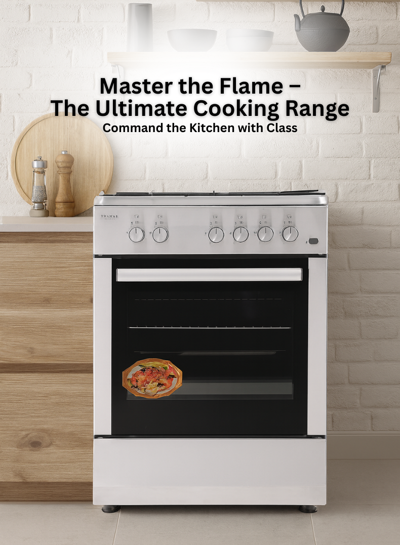 Venus 60x60 cm Stainless Steel Cooking Range | 4 Gas Burners | Gas Oven & Grill with Double Layer Insulation | Auto-Ignition | Compact Family Cooking Range – Model VC6040GSX