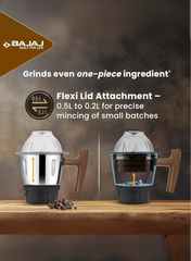 Bajaj Armor Series Quadramax Mixer Grinder, 4 Heavy-Duty Stainless Steel Jars, Hardened Blades, Overload Protection – 1000 W 410635 BLACK