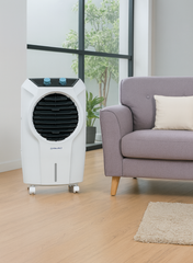Bajaj Shield Series Glanza 42 Litres Air Cooler – Model 480164 | Compact & Powerful Personal Cooler with Honeycomb Pads, Ice Chamber, Turbo Air Throw, Inverter Compatible, Energy Efficient for Homes & Offices 480164 white
