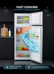 GEEPAS 240L Gross/205L Net Capacity Double Door Defrost Refrigerator 37L Freezer Capacity 265 L GRF2400SXE Silver
