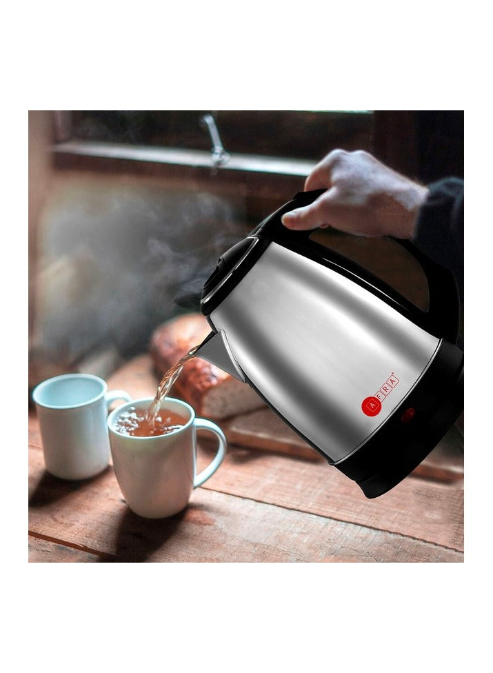 AFRA Japan Electric Kettle, 1500W, 1.8L, Strong Stainless Steel Body with 2 years warranty, ESMA, ROHS, and CB Certified, Silver/Black 1.8 L 1500 W AF-1815KTSS Silver/Black