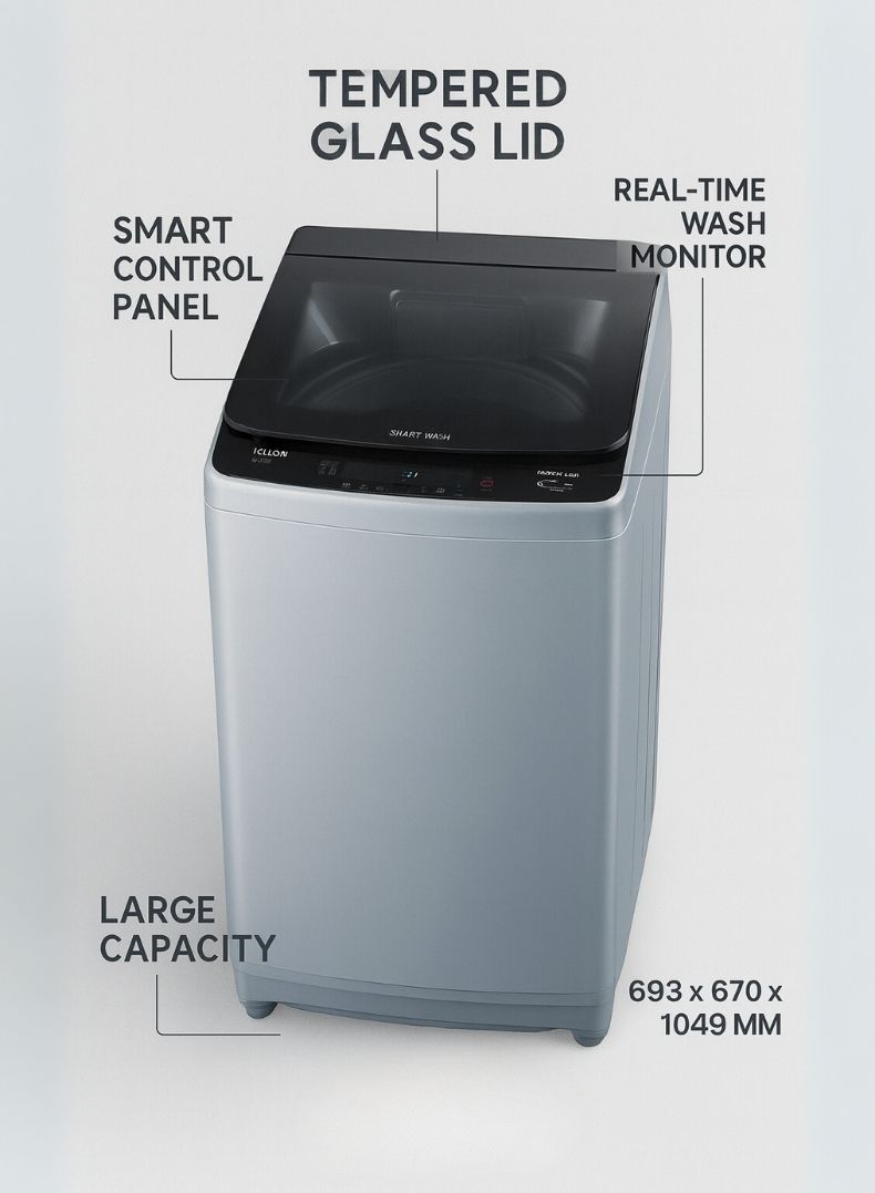 Kelon 8 kg Fully Automatic Top Loading Washing Machine – Powerful Wash Performance, Multiple Wash Programs, Energy And Water Efficient, Durable Drum, Low Noise Operation – KWT81DG Titanium Grey-One Year Warranty.