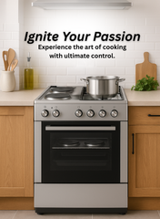Venus 55x50 cm Stainless Steel Cooking Range | 4 Electric Hotplates | Electric Oven & Grill | Compact Space-Saving Design | Made in Turkey | Durable & Easy to Clean.