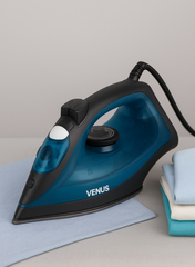 Venus Steam Iron VSI 21 BB – Powerful 2400W Steam Iron with Thick Ceramic Plate, Adjustable Spray & Steam, Anti-Drip System, Self-Cleaning Function, Large 380 ml Water Tank – Smooth & Efficient Ironing-One year Warranty.
