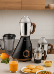 Bajaj Armor Series Quadramax Mixer Grinder, 4 Heavy-Duty Stainless Steel Jars, Hardened Blades, Overload Protection – 1000 W 410635 BLACK