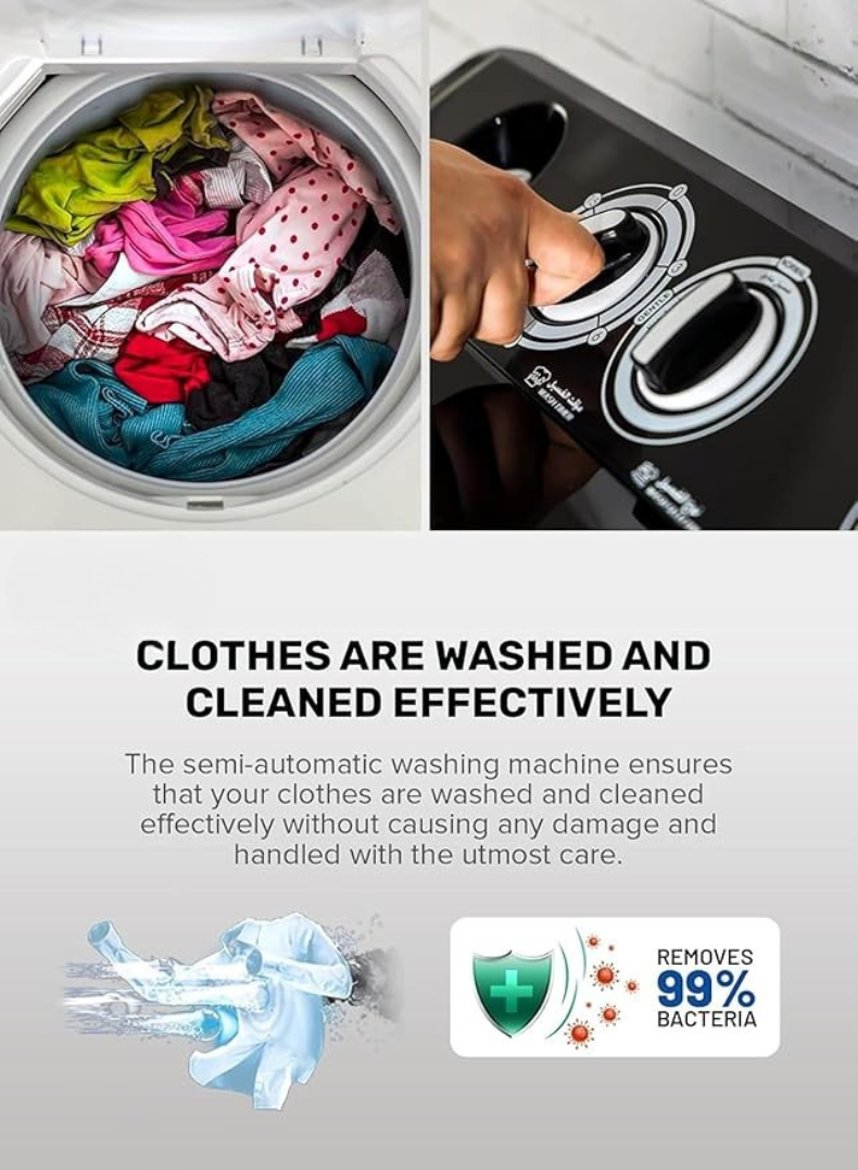 Kelon 14 kg Semi-Automatic Washing Machine – Twin Tub Design, Ultra-Large Wash And Spin Capacity, Powerful Pulsator, Water And Energy Efficient, Rust-Resistant Body, Low Noise Operation – Model KWSBE141 KWSBE141 White-One Year Warranty.