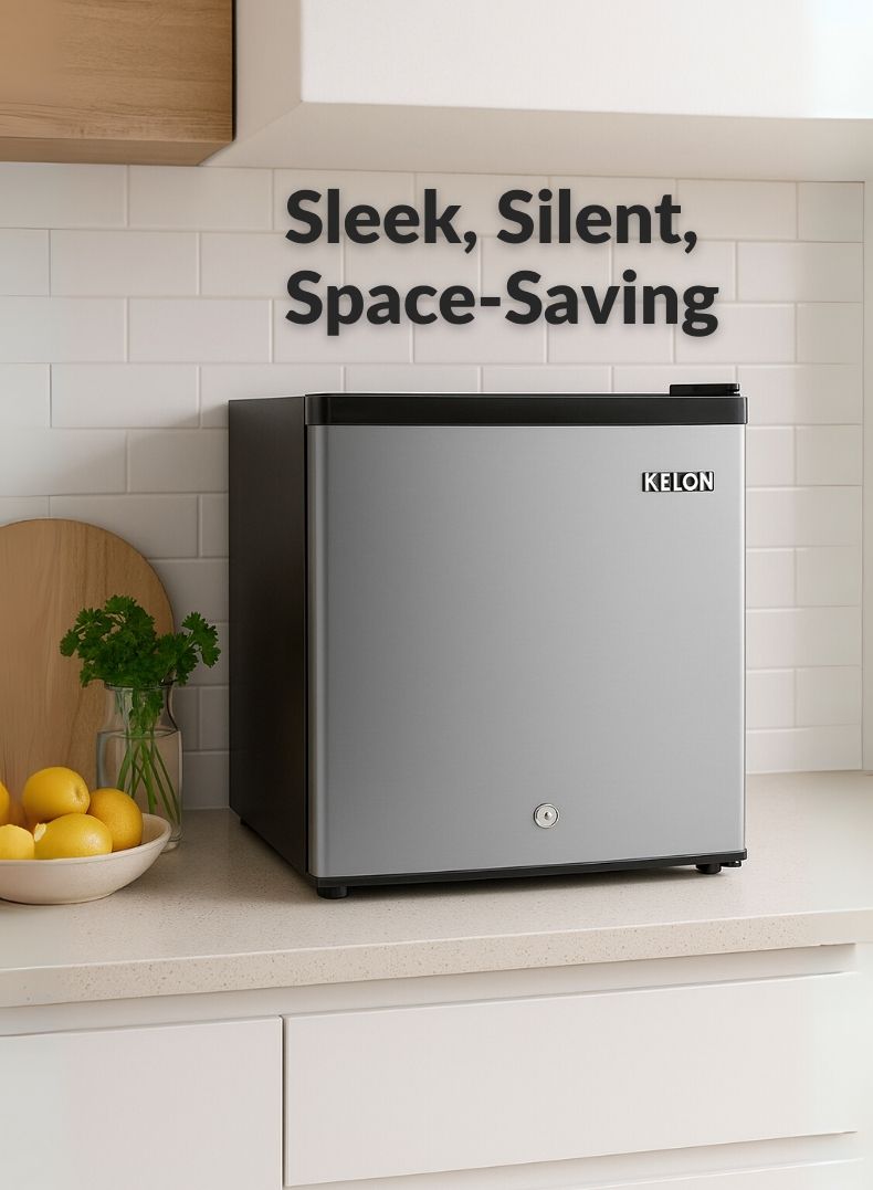 Kelon 55Liters 3 Star Direct-Cool Single Door Mini Refrigerator KRS-06DRS1 Silver-One Year And Five Years Compressor Warranty.