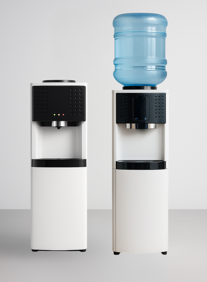 VENUS VWD5FS Top Load Water Dispenser | Touch-Free Sensor, Single Spout, Rust-Free Stainless Steel Tank, Anadon Compressor, White & Black Finish-One Year Warranty.