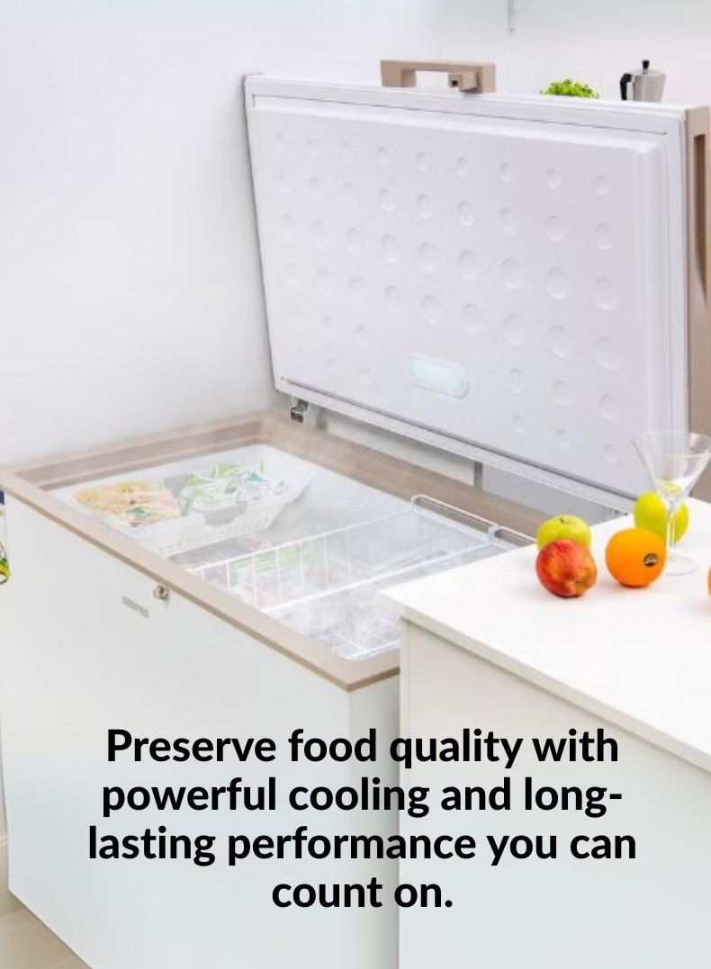 Lloyd 290 L Nett Capacity Chest Freezer, Model GOHT304FSH – 4-Star Energy Rating, Durable External Condenser, Deep Freezing Technology, Adjustable Thermostat, White Finish – Ideal for Home, Commercial & Restaurant Use