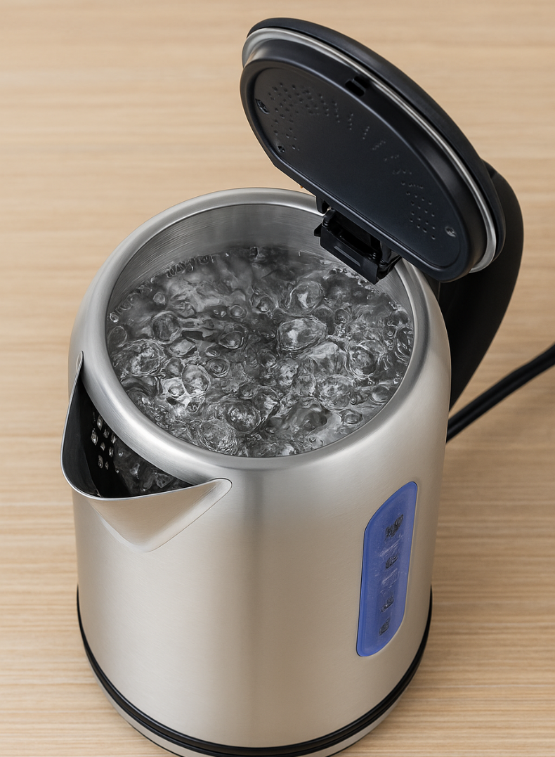 Venus 1.8L Stainless Steel Cordless Electric Kettle – Automatic Top Lid, One-Side Water Level Indicator, Auto Shut-Off, 220W Power – Durable & Safe Hot Water Kettle for Home & Office