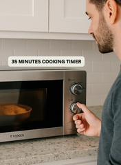 VENUS VMO-20SS 20L Microwave Oven | Silver, Stainless Steel Body, Chrome Finish Knobs, Push-Button Automatic Door – Compact & Stylish Design-one year warranty.