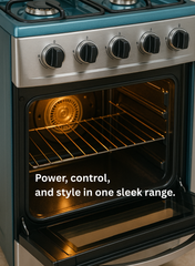 Venus 55x50 cm Full Stainless Steel Cooking Range | 4 Gas Burners with Thick Brass Burner Caps | Gas Oven with Mirror Finish Glass Door | Automatic Ignition | Compact Premium Design. Model VC5555ESD