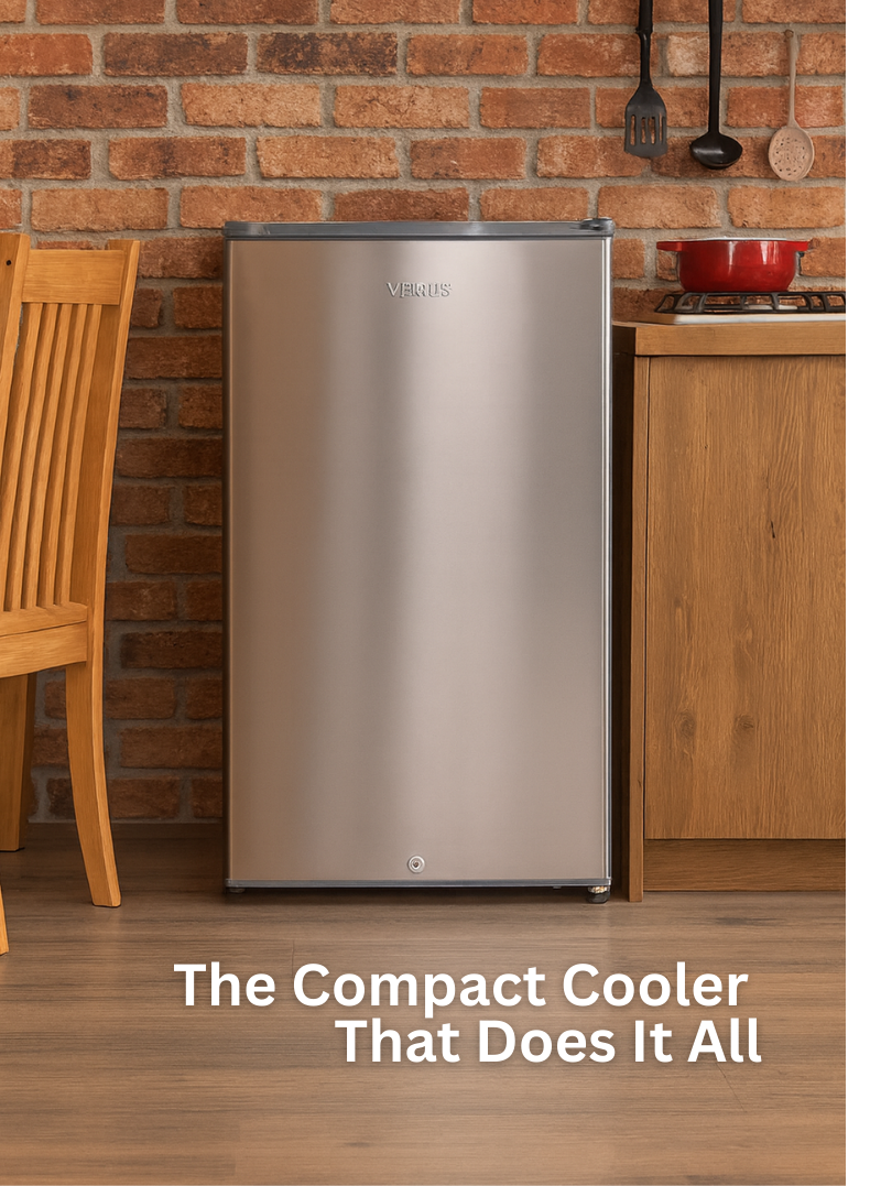 VENUS 120L Single Door Refrigerator – Model VG165C | Stainless Steel Finish, R600a Eco-Friendly Gas, Tempered Glass Shelves, Compact & Energy Efficient