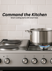 Venus 55x50 cm Stainless Steel Cooking Range | 4 Electric Hotplates | Electric Oven & Grill | Compact Space-Saving Design | Made in Turkey | Durable & Easy to Clean.