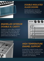 Venus 60x60 cm Stainless Steel Cooking Range | 4 Euro-Pool Gas Burners | Full Safety in Hob, Oven & Grill | Full Auto-Ignition | Cast Futura Gas Oven & Grill | Made in Turkey – Model VC6641GLX