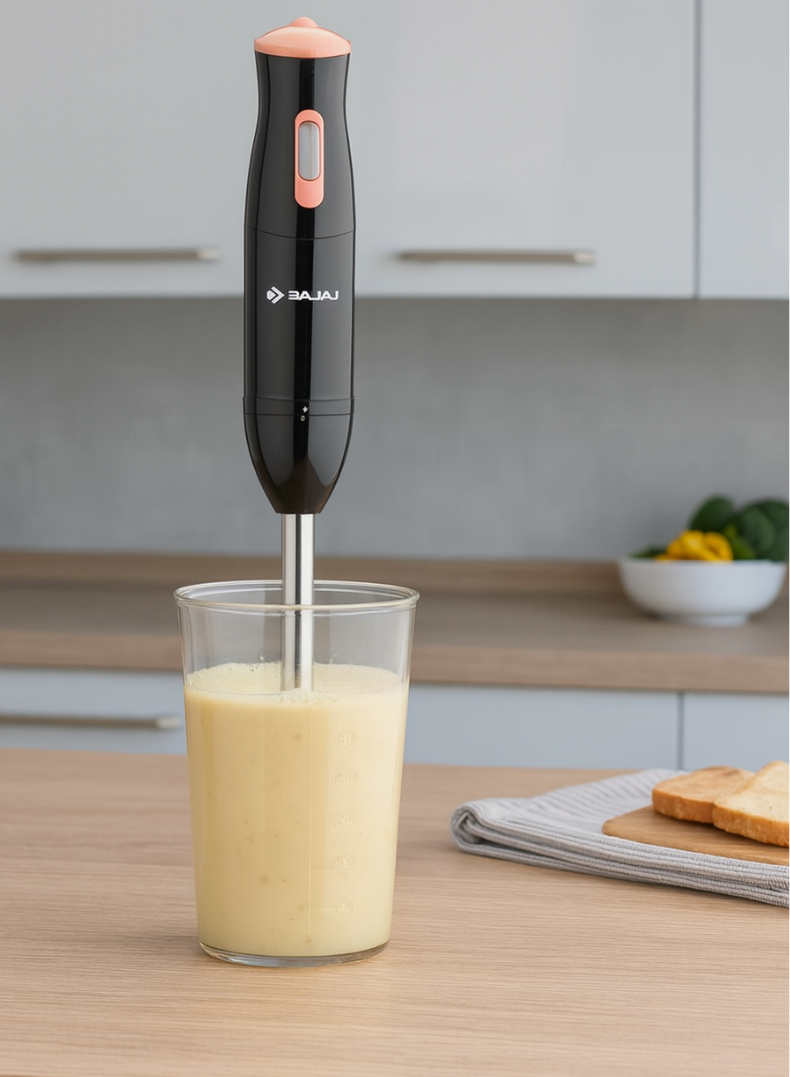 Bajaj HB 21 Hand Blender, 300W Motor, Stainless Steel Blade, Detachable Shaft, Easy Grip Handle – 410535