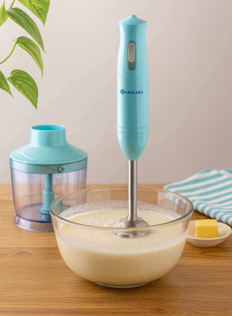 Bajaj HB 22 Hand Blender, 300W Powerful Motor, Stainless Steel Blade, Easy Grip Handle, Multipurpose Blending, 410536