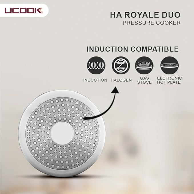 UCOOK Royale Duo Hard Anodised Aluminium Inner Lid Induction Base Pressure Cooker, 3 Litre, Black