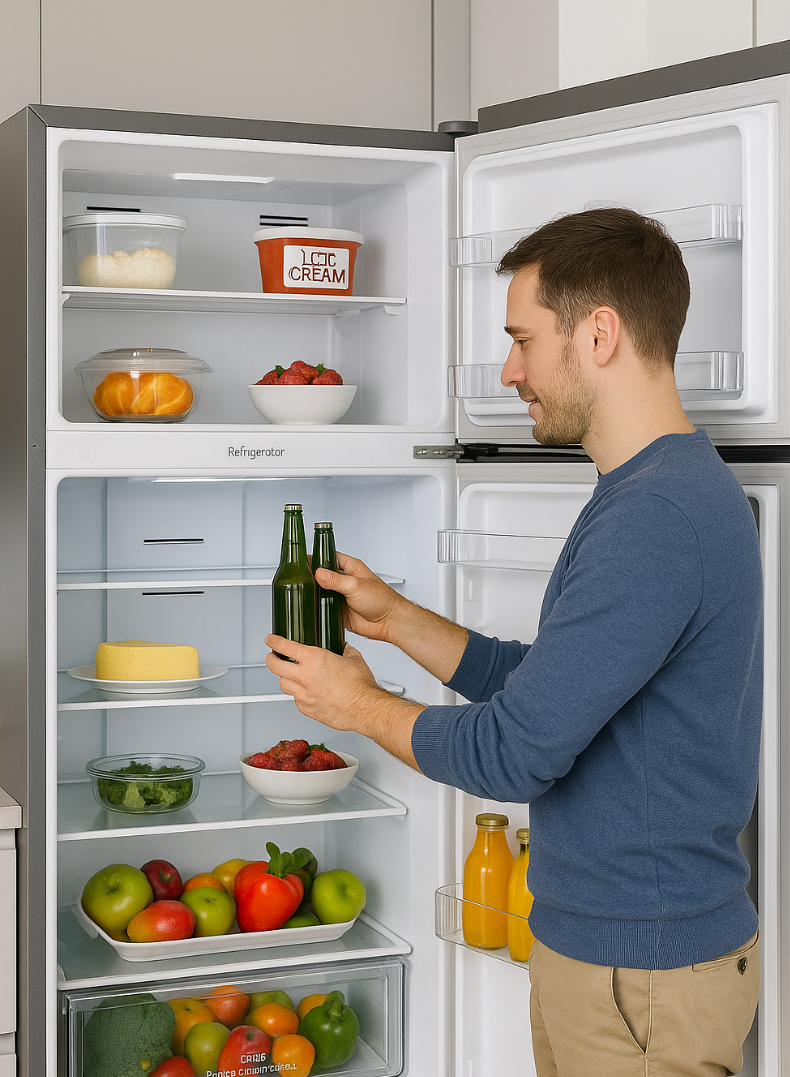 Kelon 729 Liters Top Mount Refrigerator – Double Door, Ultra-Large Freezer And Fridge, Adjustable Glass Shelves, Energy Efficient Cooling, Low Noise Operation, Premium White Finish – KRD-77WRS Silver-One Year And Five Years Compressor warranty.