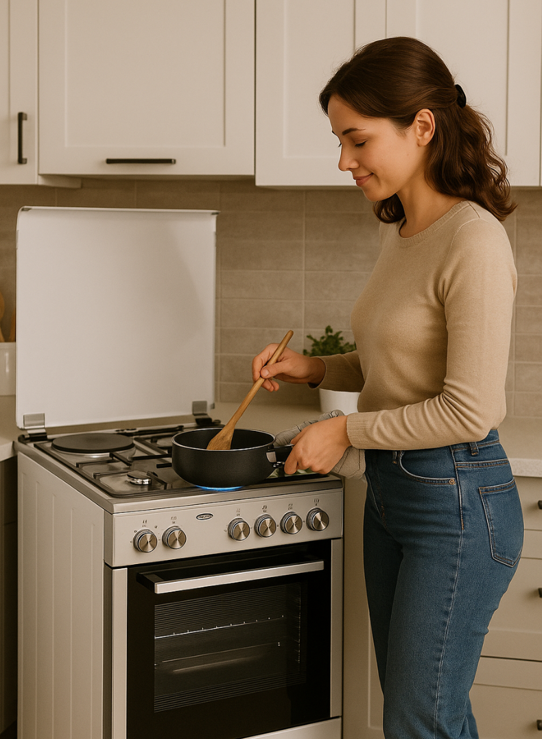 Venus 55x50 cm Stainless Steel Cooking Range | 3 Gas Burners + 1 Electric Hotplate | Electric Oven & Grill | Auto-Ignition | Compact Space-Saving Design | Made in Turkey – Model VC5531ESD