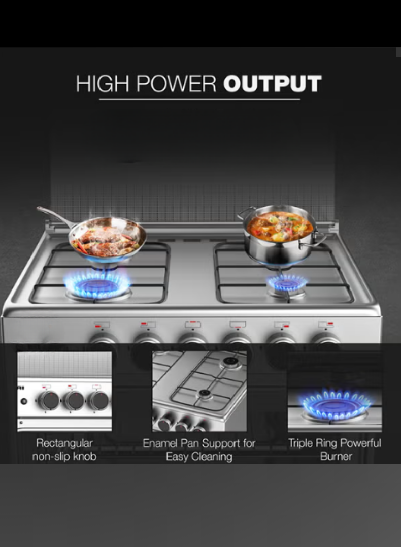 Venus 60x60 cm Stainless Steel Cooking Range | 4 Euro-Pool Gas Burners | Full Safety in Hob, Oven & Grill | Full Auto-Ignition | Cast Futura Gas Oven & Grill | Made in Turkey – Model VC6641GLX