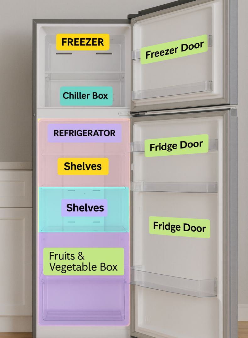 Kelon 600 Liters Top Mount Refrigerator – Double Door, Extra-Large Freezer And Fridge, Adjustable Glass Shelves, Energy Efficient Cooling, Low Noise Operation, Premium White Finish – KRD-60WRS Silver-One year And Five Year Compressor Warranty