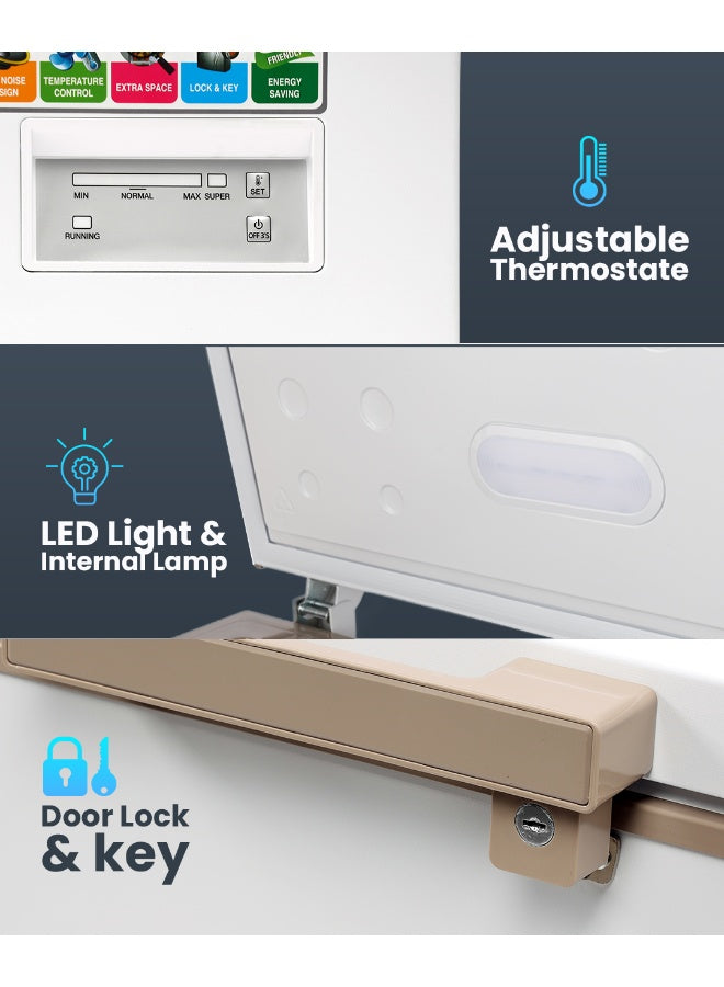 GEEPAS 550L Double Door Chest Freezer| Frozen Temperature -18°C HCF and FCKW Free| Highly Efficient Monolithic Foaming and Compressor Switch Off Function| Includes Lock and Key, 2 Food Baskets| 1 Year Warranty 550 L 230 W GCF55019WAH White