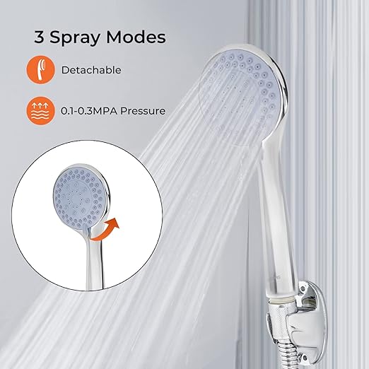 Geepas Gsw61085 5 Function Hand Shower - Portable In Contemporary Design, Rainfall-Circular & Power Massage Functions For Soothing Shower Experience | 0.1-0.3 Mpa | 1 Year Warranty