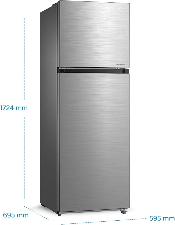 Midea 495L Gross And 338L Net Double Door Refrigerator Multi-Air Flow Technology, Equipped With Smart Sensor, Electronic Control, Inverter Quattro, Active-C Fresh, Smart Cooling, Silver MDRT495MTE46AE