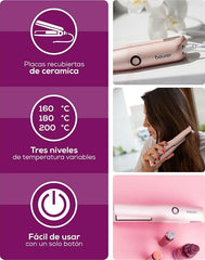 Beurer HS20 Cordless Rechargeable Hair Straightener With USB Charging Cable, 3 Fast-Heating Temperature Settings And Heat-Resistant Cover, Ideal For Travelling