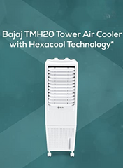 Bajaj TMH 20 Litres Personal Air Cooler – Compact & Portable Cooler with Honeycomb Pads, Powerful Air Throw, Ice Chamber, Inverter Compatible, Low Power Consumption for Bedrooms & Offices 480110 WHITE