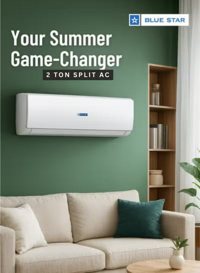 Bluestar 2 Ton 2 Star Split Air Conditioner HW24CXYFB3-01| Rotary Compressor, High-Efficiency Cooling, Blue Fin Anti-Corrosive Coating, Auto Restart, R410A Refrigerant