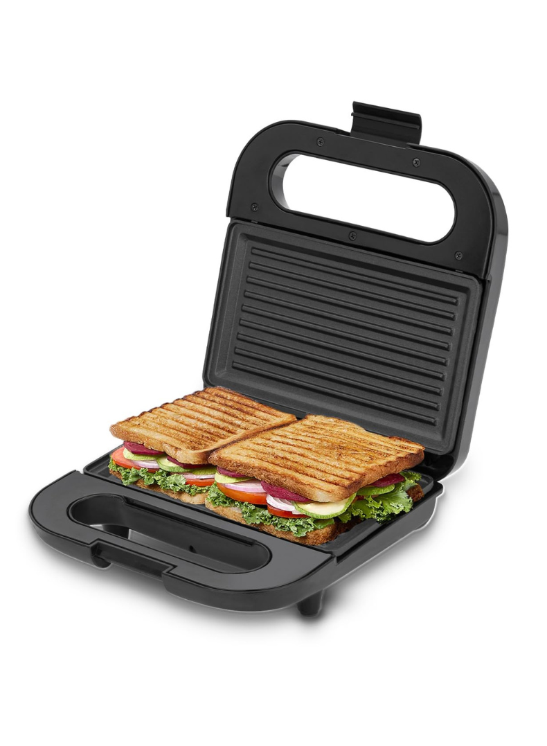 Bajaj SWX 6 2-Slice Sandwich Griller – Non-Stick Coated Plates, Buckle Clip Lock, Compact Upright Storage, Easy to Clean, Cool-Touch Body 800 W 270112 black