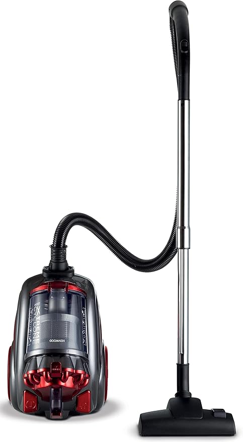 KENWOOD Vacuum Cleaner 2200W Multi Cyclonic Bagless Canister Vacuum Cleaner 3.5L with 5m Cable, Multi-Surface, Cleanable Hepa Filter, Anti Bacteria, Pet Care for Home & Office VBP80.000RG Grey/Red