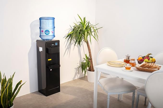 Midea Water Dispenser, Top Loading, 3-taps Equipped with Hot Cold And Ambient Temperature, Floor Standing, Child Safety Lock for Faucet, Best Home, Office & Pantry, Black, YL1917SAE-BK