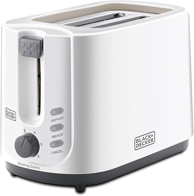 Black & Decker 750W 2 Slice Cool Touch Bread Toaster, White - ET125-B5, 2 Years Warranty