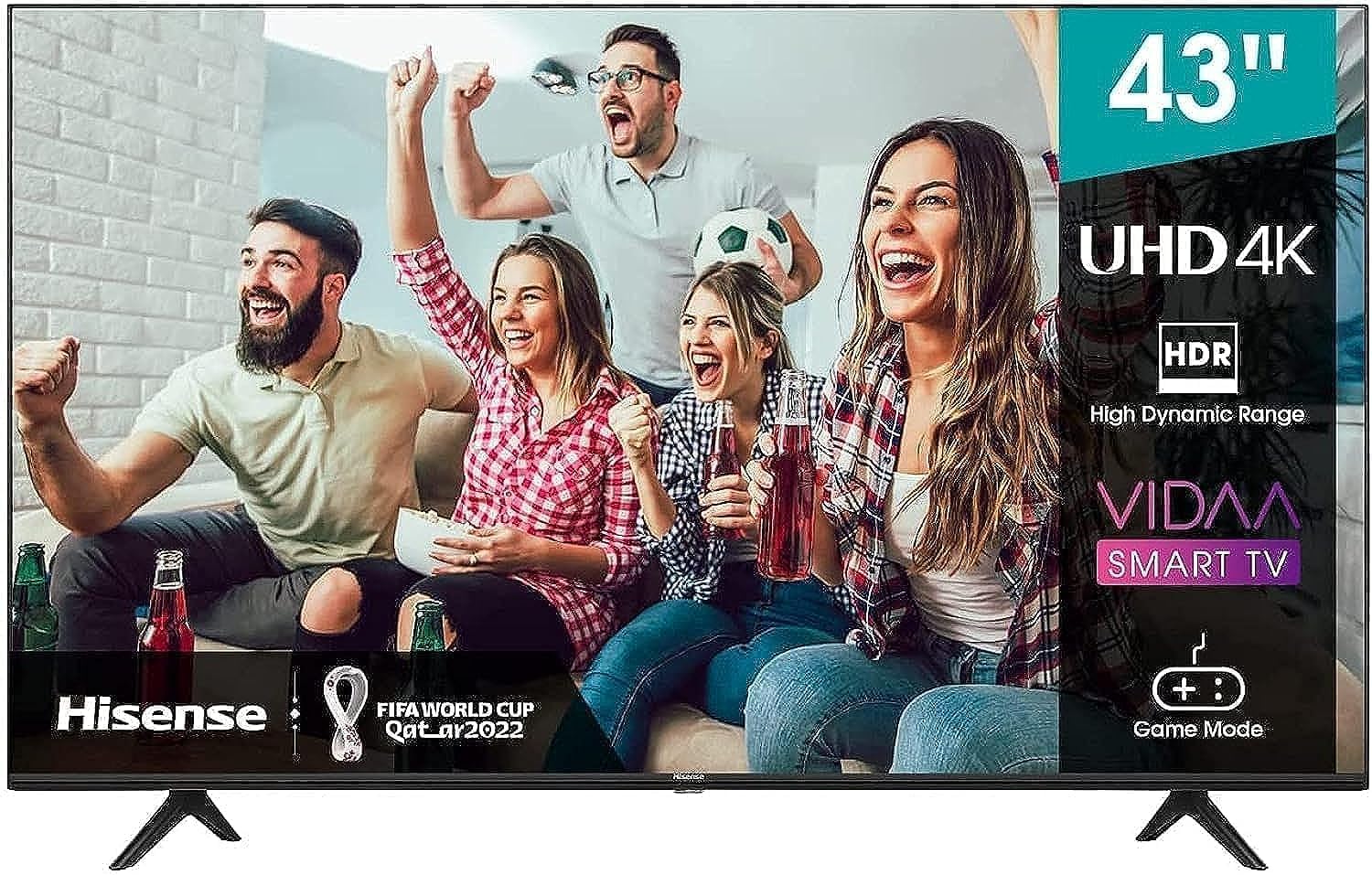 Hisense 75 Inch TV UHD Smart HDR 10/HLG Wifi (2.4GHZ) Bluetooth 5.0 DLNA HDCP Version H.265 decoder - 75A6GE (2021 Model)- Black