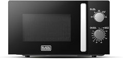 BLACK+DECKER Microwave Oven, 20L, 700W, 5 Power Levels, Defrost Function, 35-Min Timer, 255mm Glass Turntable for Even Cooking, Easy-Clean Cavity, Stylish Chrome Knobs – Black, MZ2005P-B5