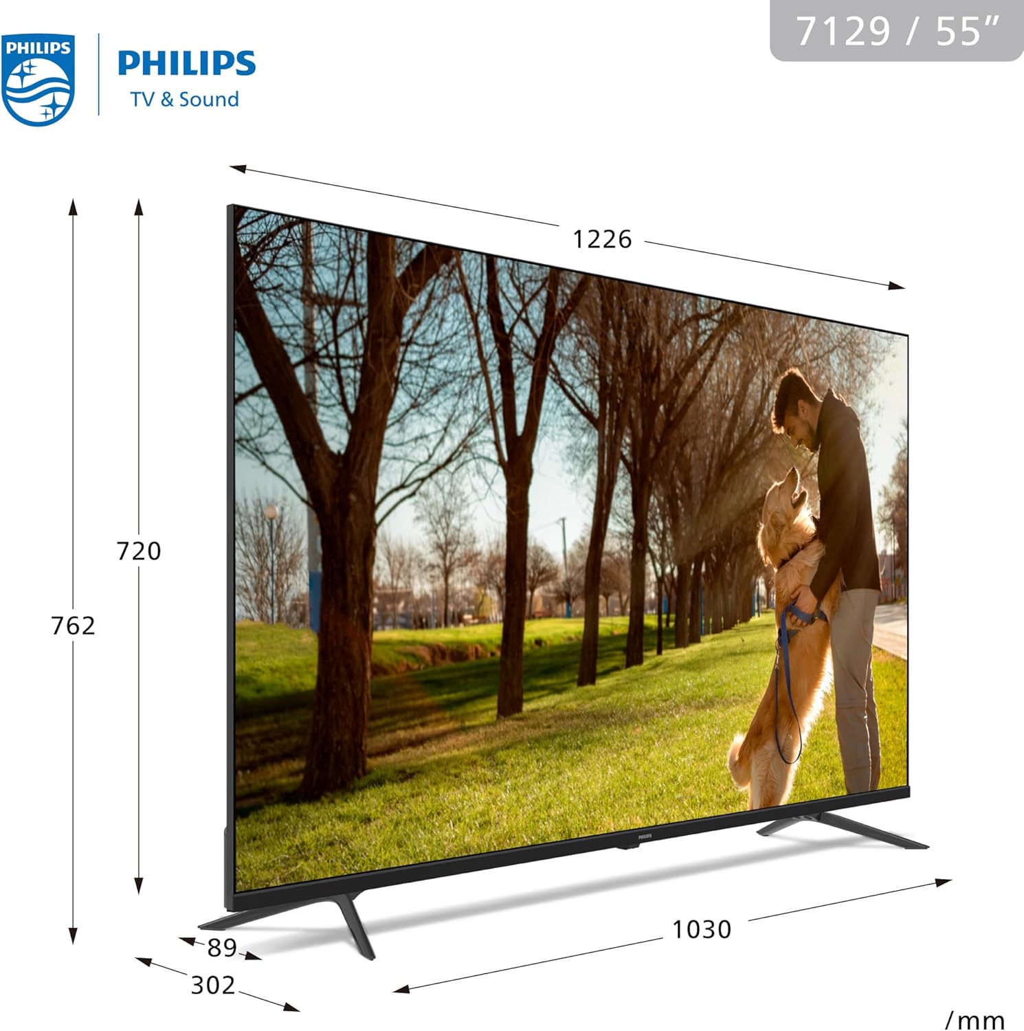 PHILIPS 55 Inch 4K Ultra HD Smart Google TV with Hands-Free Voice Control Dolby Vision Atmos HDR10 with built-in Google Assistant (2024 Model) 55PUT7129/56 Black