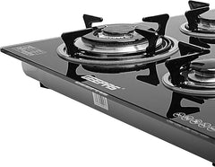 Geepas GK4410 4-Burner Gas Cooker-Tempered Glass Worktop, Automatic Ignition, 4 heating Zones-2 Year warranty