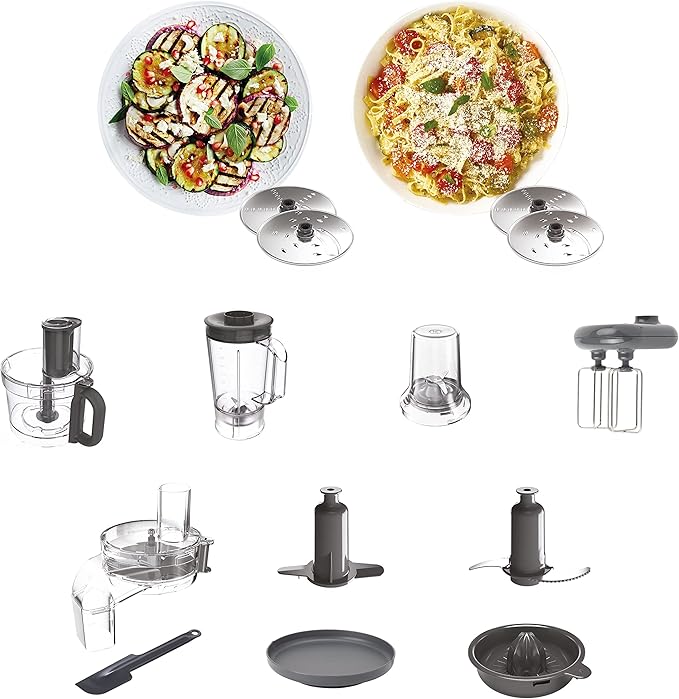 Kenwood Food Processor 1000W With Blender, Grinder Mill, Dual Metal Whisk, Dough Maker, CitrUS Juicer, Express Serve/Salad Kitchen Scale/Weighing Tray Fdm71.690Ss Silver