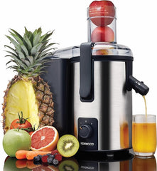 Kenwood Juicer 700W Stainless Steel Juice Extractor with 75mm Wide Feed Tube, 2 Speed, Transparent Juice Jug, Pulp Container, Anti Drip for Home, Office, Restaurant &Cafeteria JEM50.000BS Silver/Black