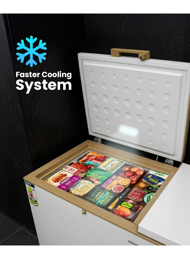 GEEPAS 550L Double Door Chest Freezer| Frozen Temperature -18°C HCF and FCKW Free| Highly Efficient Monolithic Foaming and Compressor Switch Off Function| Includes Lock and Key, 2 Food Baskets| 1 Year Warranty 550 L 230 W GCF55019WAH White