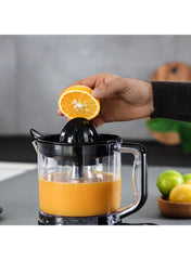 Geepas 1 L Citrus Juicer 25 W| Set includes 2 Cones, Jar and a Transparent Lid| Automatic Juicer for making Orange Juice, Lemon, and so on| Plastic Body with Non-Slip Feet| 2 Years Warranty 1 L 25 W GCJ9900N Yellow/White