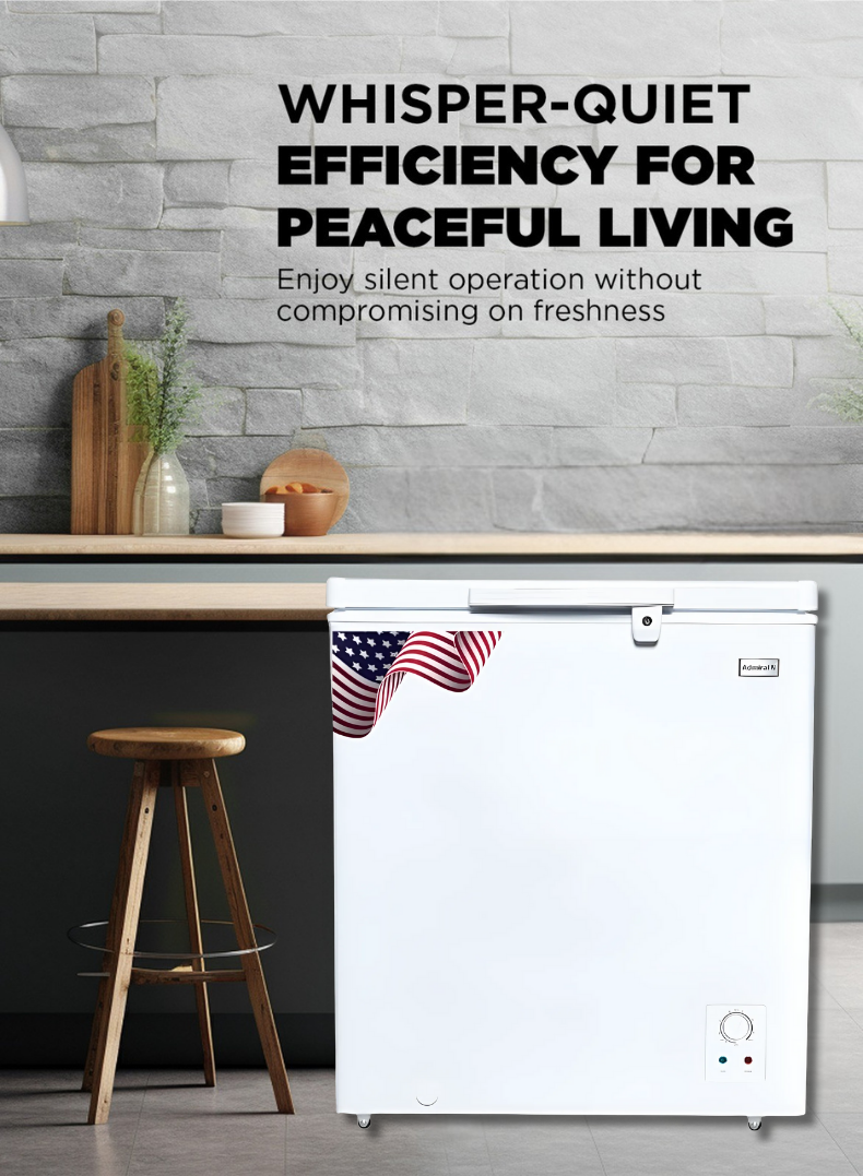 Admiral 200L Chest Freezer – High-Capacity Deep Freezer with Fast Cooling Compressor, Energy-Saving Tropical Design, Ultra-Quiet Operation, R600a Eco Refrigerant, Ideal for Home,  White Finish-ADCF200WE 200 L 150 W ADCF200WE White
