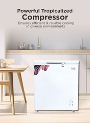 Admiral 200L Chest Freezer – High-Capacity Deep Freezer with Fast Cooling Compressor, Energy-Saving Tropical Design, Ultra-Quiet Operation, R600a Eco Refrigerant, Ideal for Home,  White Finish-ADCF200WE 200 L 150 W ADCF200WE White