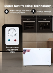 Admiral 400 L Chest Freezer – Large‑Capacity Deep Freezer with Ultra‑Quiet High‑Performance Compressor, Energy‑Efficient Tropical Design, Eco‑Friendly R600a Refrigerant, Lockable Lid with Interior Light – White-ADCF400WE 400 L 230 W ADCF400WE White